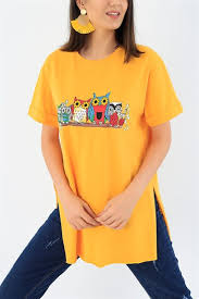 21 95 Tl Sari Duble Kol Bayan Tisort 34789 Modamizbir 2020 Kadin Tisort Mankenler Tisort