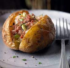 Jacket Potatoes With Corned Asda Good Living Recipe Baked Potato Fillings Asda Recipes Corned Beef Hash