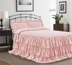 You asked for it, here it is! Hig 3 Piece Ruffle Skirt Bedspread Set Queen Pink Color 30 Inches Drop Ruffled Style Bed Skirt Coverlets Bedspreads Dust Ruffles Echo Bedding Collections Queen Size 1 Bedspread 2 Standard Shams Walmart Com Walmart Com