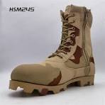 Ywq, Side Zipper Tan Canvas Camouflage Jungle Boot Hard Wearable Rubber  Outsole Hiking Boot Hsm245