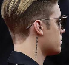 A justin bieber 'patience' tattoo was proudly added to his collection in 2014. Justin Bieber Tattoos Best Neck Tattoos Neck Tattoo For Guys Side Neck Tattoo