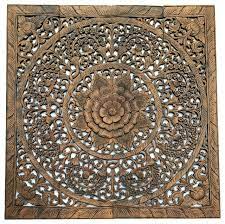 Elegant Wood Carved Floral Bali Art Wall Panel Asian Wall Accents By Asiana Home Decor Houzz