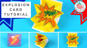 The inside is decorated with new balzer designs stamps produced by i. Explosion Card Tutorial How To Make A Pop Up Exploding Card Comic Book Book Art Projects Book Origami Cards