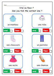 French Printable Activity To Learn Names Of Clothes Kids Etsy French Worksheets Learning French For Kids Learn French
