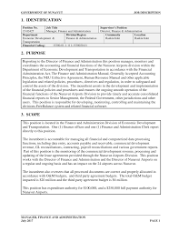 The administrative manager is responsible for providing a wide range of office management and support to the company including answering phone lines, scheduling/managing calendar, making/confirming meeting arrangements and writing correspondence. Http Gov Nu Ca Sites Default Files 15 03427 Manager Finance And Administration Updated July 2017 Pdf