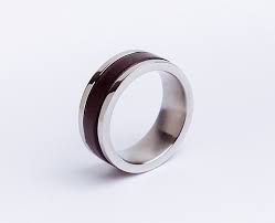 Mens Black Or Brown Steel Ring With Leather Inlay Leather Anniversary Gift Rose Engagement Ring Vintage Rose Gold Engagement Ring Vintage Engagement Ring Settings