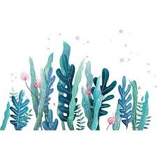 Amaonm Creative Cartoon Removable 3d Under The Sea World Nature Scenery Wall Stickers Ocean Grass Colorful Seaweed B In 2020 Wall Stickers Ocean Ocean Mural Sea Murals