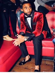 Black And Red Mens Suit Casual Red Velvet Wedding Men S Suits Two Pieces Coat Pant Shawl Lapel Prom Party Tuxedos One Set Opp Bag All Black Suit Prom Prom Suits For Men Red Prom Suit