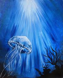 Hey Check Out Blue Jelly At Chuck S Place Yaymaker Jellyfish Painting Shark Painting Canvas Art Painting