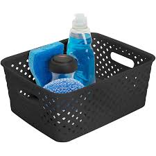 Free shipping on qualified orders. Simplify Resin Wicker Storage Bin Tote Basket Weave Small Black 10x8x4 Walmart Com Walmart Com