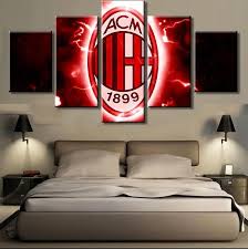 Ac Milan Soccer Football 5 Panel Canvas Wall Art Print Wall Art Prints Canvas Print Wall Wall Canvas