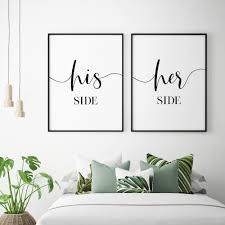 His Side Her Side Printable Art Set Of 2 Wall Art Couple Bedroom Decor Romantic Decor Above Bed Art Bedroom Posters Instant Download Couple Bedroom Bedroom Prints Printable Art Set