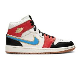 Wmns Air Jordan 1 Mid Se Let Her Man Air Jordan Dc1426 100 Sail Metallic Gold Gym Red Black Flight Club