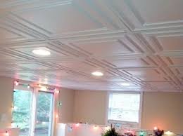 Decorative Drop Ceiling W Recessed Lighting For A Basement Basementceilingtiles Dropped Ceiling Ceiling Panels Basement Ceiling Ideas Cheap