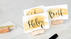 Spiff up your turkey day dinner table with one of these crafty ideas. The Easiest Wedding Diy Watercolor Place Cards Heather Bien