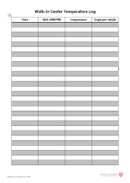 Walk In Cooler Temperature Log