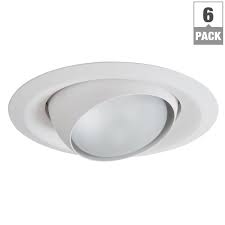 Halo E26 Series 6 In White Recessed Lighting Adjustable Eyeball Trim With 35 Degree Tilt 6 Pack 6130wh 6pk The Home Depot