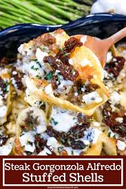 Steak Gorgonzola Alfredo Stuffed Shells Three Olives Branch Recipe In 2020 Steak Gorgonzola Pasta Dishes Stuffed Shells