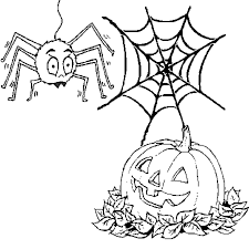 Coloriage Citrouille et araignée d'Halloween en Ligne Gratuit à imprimer
