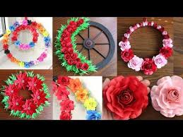 5 Beautiful Paper Flower Wall Hanging Easy Wall Decoration Ideas Paper Craft Diy Wall Decor Youtube In 2020 Paper Flower Wall Paper Flowers Hanging Flower Wall