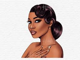 Beautiful Face Diva African American Woman Clipart, Free Commercial Use,  Cute Black Woman PNG, Fashion Girl PNG Transparent Background