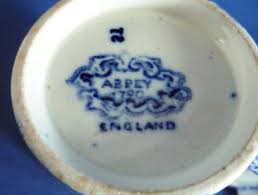 George Jones Blue and White Abbey Ware Coffee Can and Saucer c1925