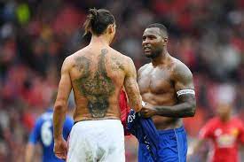 Leicester city defender liam moore starting the wes morgan chant in the away end at old trafford. Zlatan Ibrahimovic Photos Photos Manchester United V Leicester City Premier League Premier League Matches Leicester City Premier League Premier League