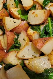 Roasted Potatoes With Greens Recipe In 2020 Potato Side Dishes Food Dishes Dinner Side Dishes