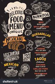 Mexican Menu Template For Restaurant On A Blackboard Background Vector Illustration Brochure For Gourmet Food And In 2021 Mexican Menu Menu Template Mexican Food Menu