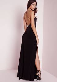 Missguided Slinky Side Split Maxi Dress Black Trendy Prom Dresses Side Split Maxi Dress Christmas Maxi Dress