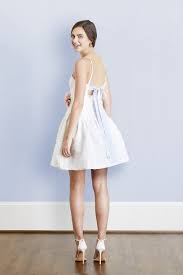 Waist line is emphasized with two insets of different texture. Jane Summers Short White Wedding Dresses