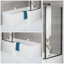 In diesem video erfahren sie alles wichtige für die montage der maßflexiblen badewanne aus der serie crono von burgbad. Dusch Badewanne 1700mm X 850mm Mit Schwarzem Badewannenaufsatz Und Schurze Links Oder Rechtsbundig Sandford