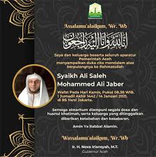 Telah wafat guru kita, syekh ali jaber (ali saleh mohammed ali jaber) di rs yarsi hari ini, 14 januari 2021, 1 jumadil akhir 1442 h. O6 8ab Pbqykim