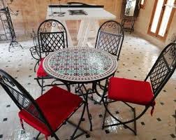 Moroccan Mosaic Table Handmade Mosaic Table Garden Set Etsy In 2020 Garden Table And Chairs Wrought Iron Table Mosaic Table