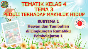 Soal isian kelas 3 tema 4 subtema 1 revisi 2018 1. Kelas 4 Tematik Tema 3 Subtema 1 Pembelajaran 1 Peduli Terhadap Makhluk Hidup Youtube