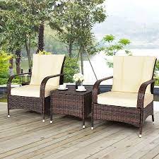 Costway 3pcs Outdoor Patio Mix Brown Rattan Wicker Furniture Set With Beige Cushions Walmart Com In 2021 Outdoor Patio Furniture Sets Patio Furniture Makeover Small Patio Decor