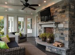 Screened in back porch with fireplace. The Best Screened Porches Boston Design Guide