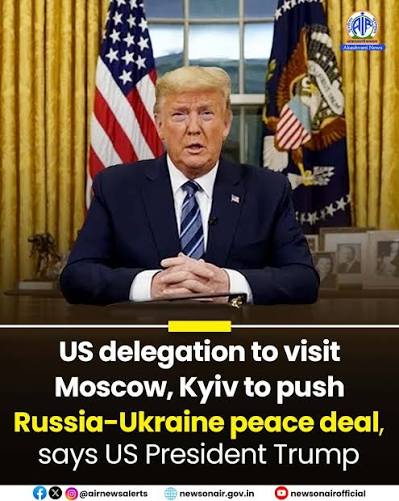 US President Donald Trump says Special Envoy Steve Witkoff and his son-in- law Jared Kushner will travel to Russia and Ukraine to push for a peace  deal aimed at ending the Russia-Ukraine war.