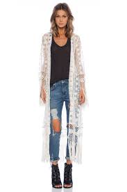 Black And White Kimono Dress Band Of Gypsies Lace Fringe Kimono In Ivory Revolve Lace Kimono Outfit Black Lace Kimono Outfit White Kimono Outfit