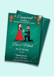 Caricature Engagement Invite Unique Wedding Cards Clear Wedding Invitations Marriage Invitation Card