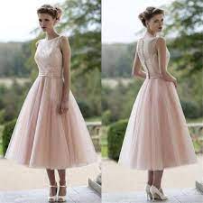 Elegent Tea Length Sleeveless Scoop Neck A Line Crepe Bridesmaid Dress My Wedding Ideas Tea Length Bridesmaid Dresses Short Bridal Gown Tulle Bridesmaid Dress