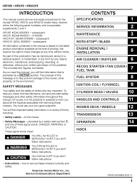 Honda mowers have crazy long model numbers, of various types/options and engines for the same main model line or model id for lack of a better term. Hr195 Hr215 Hra215 Lawn Mower Shop Manual Honda Power Products Support Publications