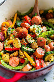 One Pot Sausage And Vegetables Recipe Sausage And Vegetable Recipe Healthy Sausage Recipes Healthy One Pot Meals