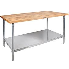 John Boos Co Jns13 X Wood Top Work Table With Galvanized Base And Adjustable Undershelf 30 X 96 In 2020 Kitchen Work Tables Work Table Wooden Kitchen Furniture