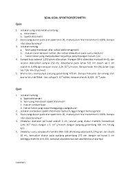 Soal dan jawaban ir (infra red) 1. Doc Soal Soal Spektrofotometri Quiz Nuha Dzikri Devikasari Academia Edu
