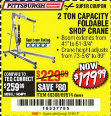 Check spelling or type a new query. Harbor Freight Tools Coupon Database Free Coupons 25 Percent Off Coupons Toolbox Coupons 2 Ton Foldable Shop Crane