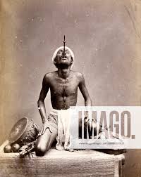 FAKIR XIXth c Indian Fakir swallowing a sword Photograph probably taken during the Vienna