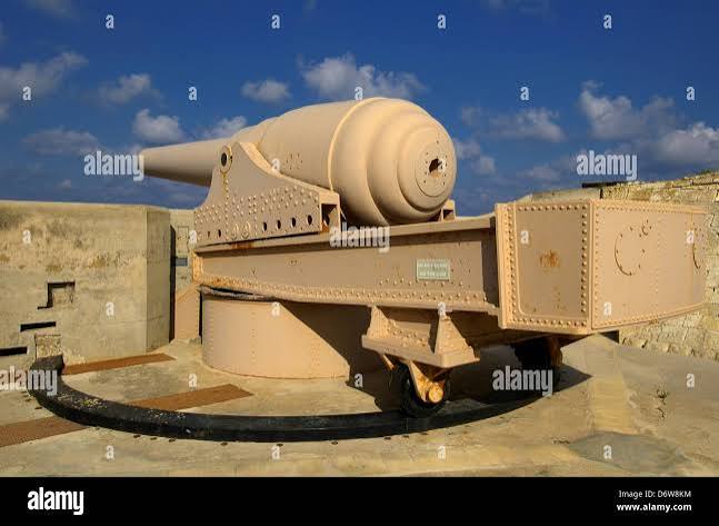 The 100 Ton 17.72 inches (450 mm) rifled muzzle-loading (RML) Armstrong Gun in Rinella Battery a Victorian battery commonly referred to as Fort Rinella in Kalkara a village in the South Eastern