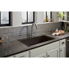 Hard water can leave a white marks on the sink. Neoroc Kitchen Sinks In Black Kitchen The Home Depot