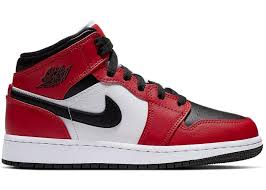 Air Jordan 1 Mid Chicago Black Toe Gs Leerdo